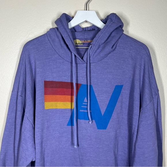 Aviator Nation Unisex Oversized Relaxed Logo Purple Hoodie Sweatshirt Size XXL - Picture 2 of 10